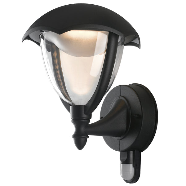 Lanterne ronde vers le haut en aluminium noir, capteur, diffuseur en polycarbonate, LED 12 W, 4000 K prezzo