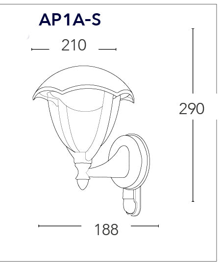 Lanterna Tonda Verso Alto Sensore Alluminio Nero Diffusore Policarbonato Led 12 watt 4000 K Intec LANT-MEGAN/AP1A-S-3