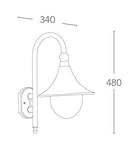 Lanterna Verso Basso Alluminio Nero Teuta Stagna Diffusore E27 Intec LANT-PAVIA-AP1-3