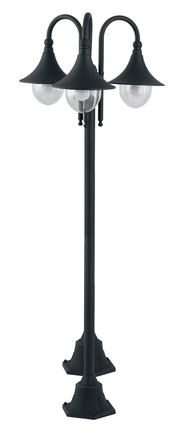 prezzo Lampadaire Trois Lumières Étanche Aluminium Noir Diffuseur E27 Intec LANT-PAVIA-P3