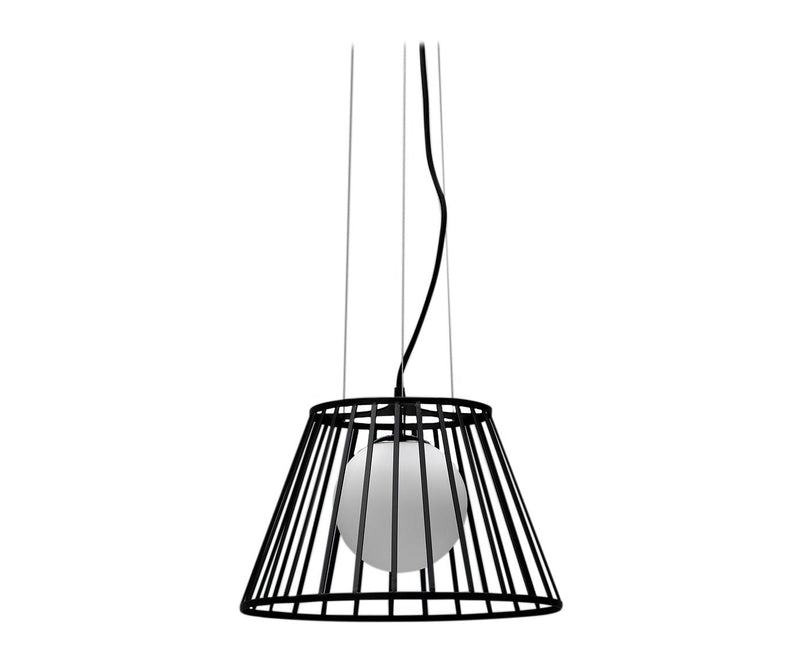 Lampada a Sospensione Ø20/35xH120 cm in Metallo Cage Nero-1