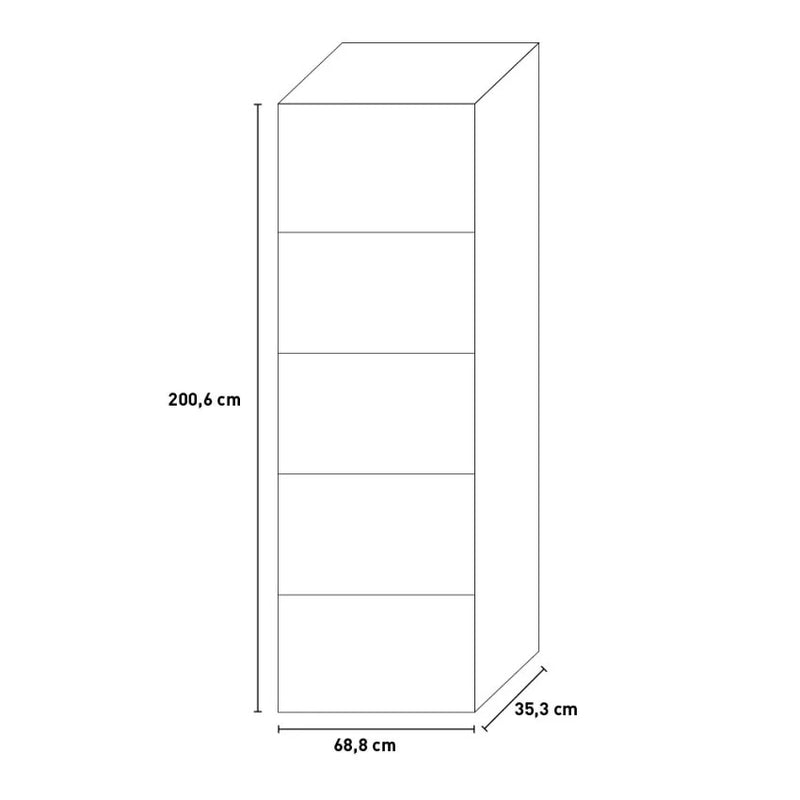 Libreria 5 Ripiani 68,8x35,3x200,6 cm in Truciolare Nobilitato Cemento-4