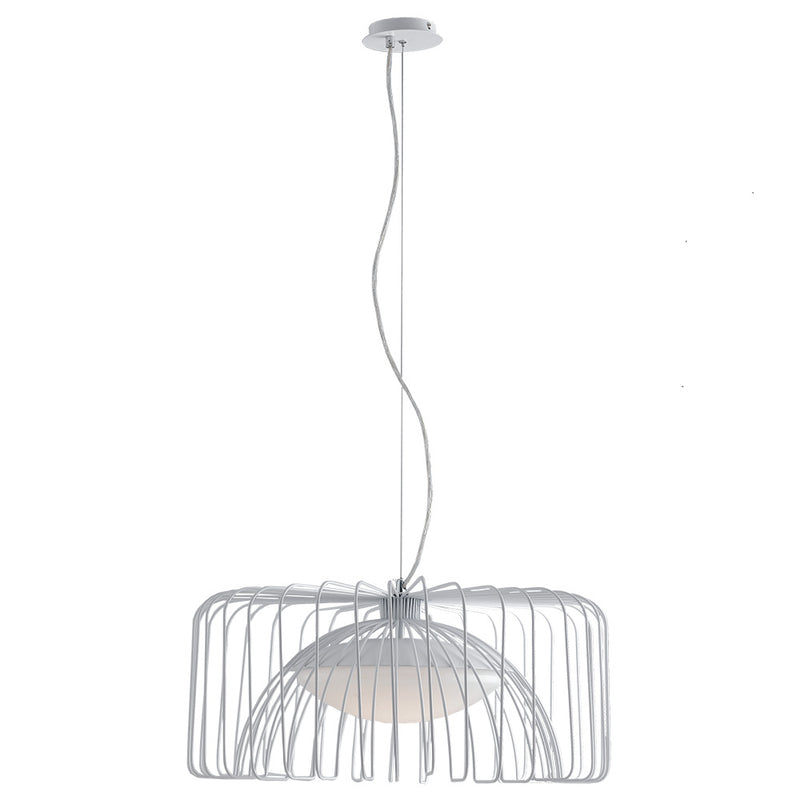 Lampadario Minimal Metallo Bianco Moderno Interno Led 24 watt Luce Naturale Ambiente LED-COUGAR-1