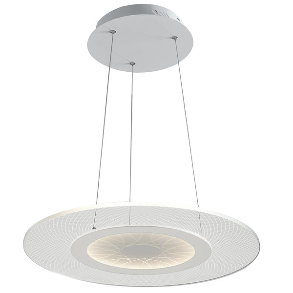 Lustre suspendu Moderne Rond Blanc Métal Acrylique LED 34 watts Lumière Naturelle sconto