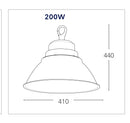 Lampada Alluminio Impermeabile Led High Bay 200 watt Luce Naturale Intec LED-FUTURA-NR-200W-3