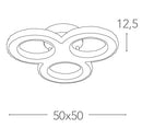 Plafoniera Moderna 3 Anelli Metallo Cromo Cristalli K9 Interni Led 27 watt Luce Naturale Ambiente LED-MELODY/PL50-2