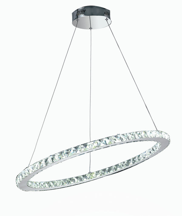 Suspension Anneau Oblique K9 Cristaux Métal Chrome LED Lustre 36 watts Lumière Naturelle prezzo