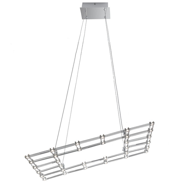 acquista Lustre suspendu carré moderne en acier chromé LED 36 watts lumière naturelle