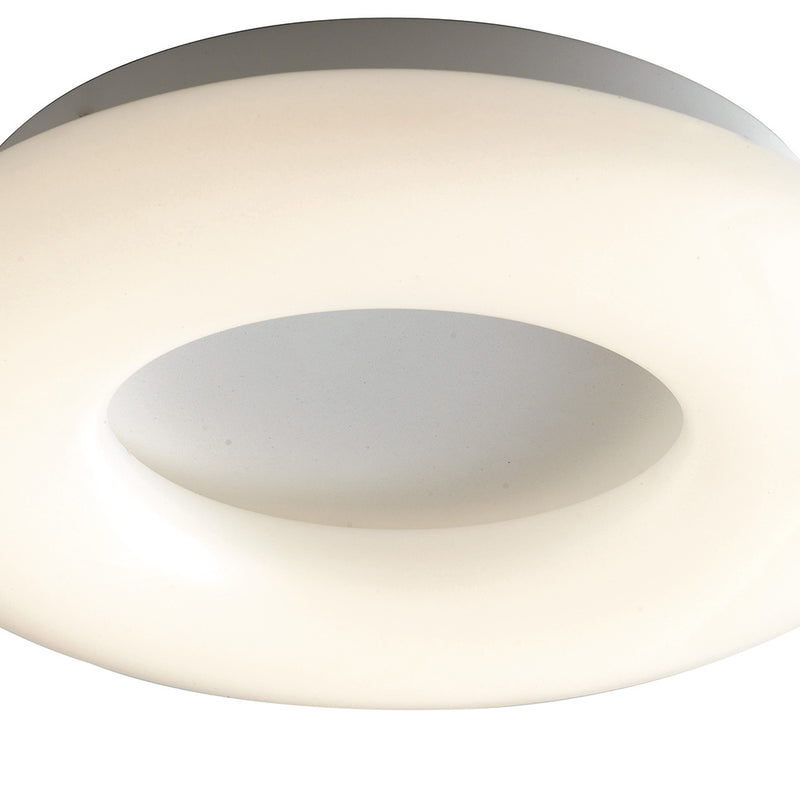 Plafoniera Bianca Metallo Diffusore Anello Opale Moderna Led 24 watt Luce Naturale Ambiente LED-MYLION-PL46-2