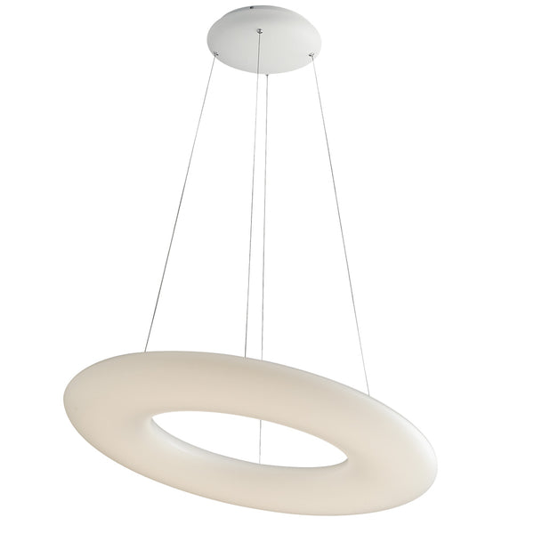 Lustre suspendu anneau opale métal moderne blanc LED 40 watts lumière naturelle online