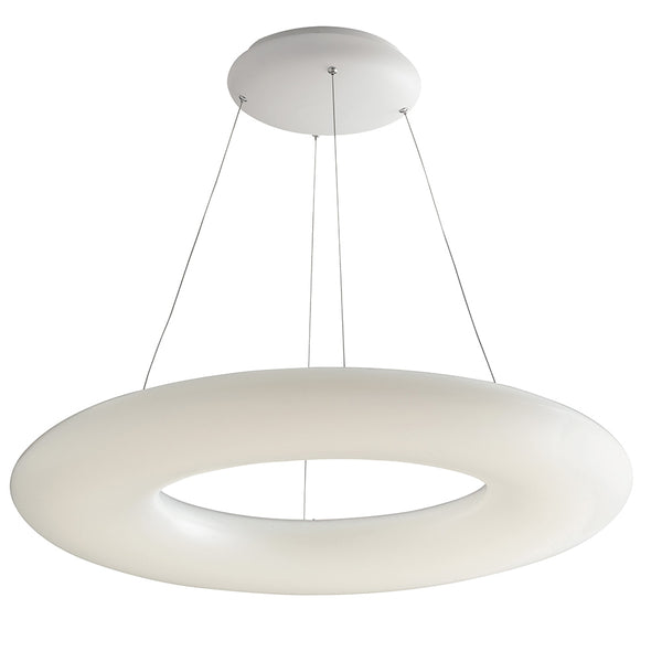 sconto Lustre Matello blanc anneau opale suspension moderne LED 80 watts lumière naturelle