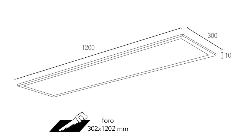 Incasso Controsoffitto Rettangolare Alluminio Bianco Led 40 watt Luce Naturale Intec LED-PANEL-30X120-4