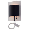 Applique Moderna Luce da Lettura Flessibile Metallo Bianco Paralume Nero Led 9 watt Luce Naturale Ambiente LED-POP-WB-1