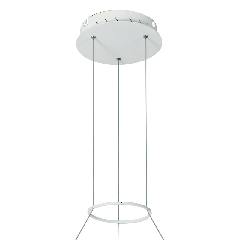 Lampadario sospeso Due Anelli Bianchi Alluminio Acrilico Led 30 watt Luce Naturale Ambiente LED-SATURN-S60-2