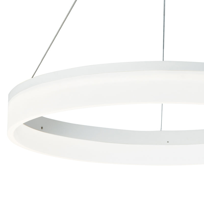 Lampadario sospeso Due Anelli Bianchi Alluminio Acrilico Led 30 watt Luce Naturale Ambiente LED-SATURN-S60-3