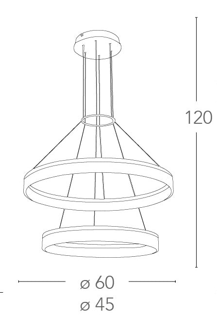 Lampadario sospeso Due Anelli Bianchi Alluminio Acrilico Led 30 watt Luce Naturale Ambiente LED-SATURN-S60-4