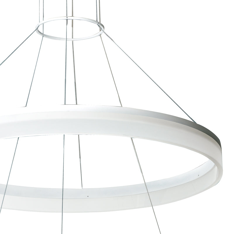 Lampadario Moderno Anello Bianco Alluminio Acrilico Moderno Led 45 watt Luce Naturale Ambiente LED-SATURN-S80-3