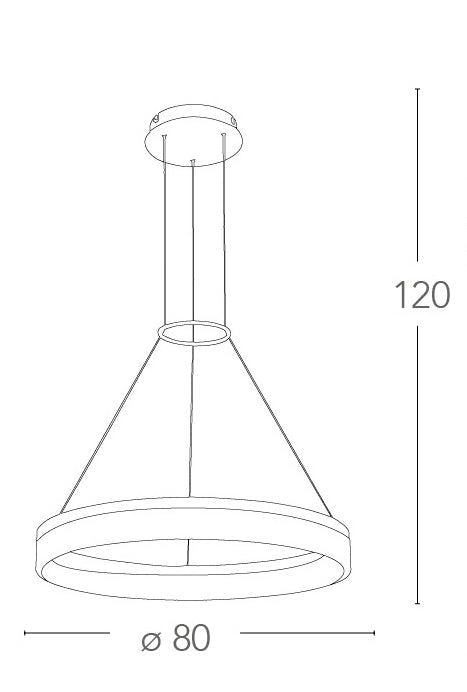 Lampadario Moderno Anello Bianco Alluminio Acrilico Moderno Led 45 watt Luce Naturale Ambiente LED-SATURN-S80-4