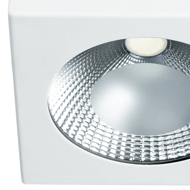 Plafoniera Bianca Cubica Metallo rifletto Cromo Incasso Cartongesso Led 10 watt Luce Fredda Intec LED-SLOT-10WF-2