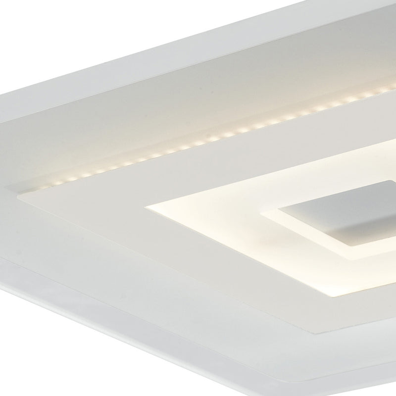 Plafoniera Quadrata Bianca Metallo Acrilico Lampada Moderna Led 38 watt Luce Naturale Ambiente LED-TRESOR-PL50-2