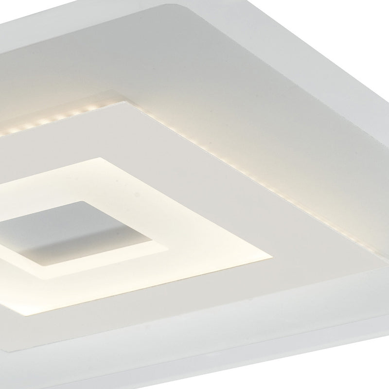 Plafoniera Quadrata Bianca Metallo Acrilico Lampada Moderna Led 38 watt Luce Naturale Ambiente LED-TRESOR-PL50-3