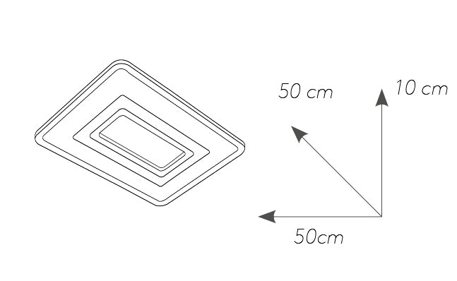 Plafoniera Quadrata Bianca Metallo Acrilico Lampada Moderna Led 38 watt Luce Naturale Ambiente LED-TRESOR-PL50-4