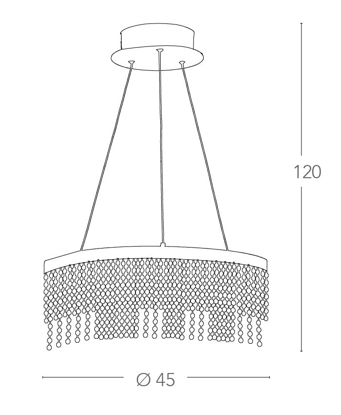 Lampadario a Sospensione Circolare Metallo Pendenti Cristalli K9 Led 45 watt Luce Naturale Ambiente LED-VENUS-S45-4