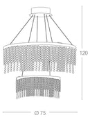 Lampadario Sospeso Due Anelli Metallo Pendenti Cristalli K9 Led 83 watt Luce Naturale Ambiente LED-VENUS-S75-4