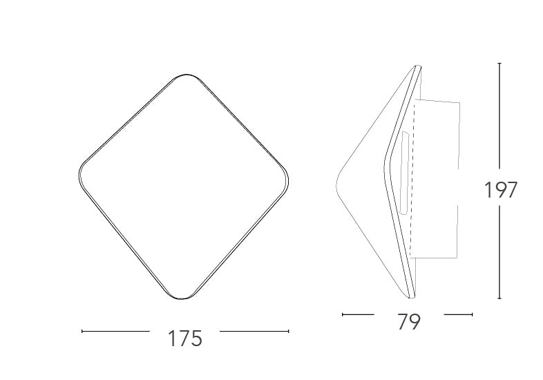 Applique Moderna Rombo Alluminio Nero Diffusione Luce Sopra Sotto Led 6 watt Luce Naturale Intec LED-W-KITE-4