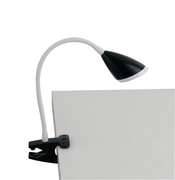 Lampe de table flexible avec pince en silicone, abat-jour en métal noir, LED 3,2 watts, lumière naturelle sconto