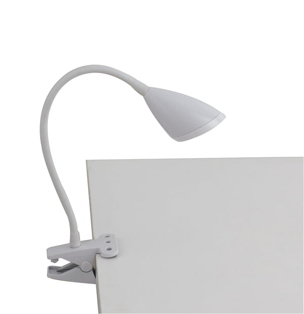 Lampe de Bureau avec Abat-Jour à Pince Métal Blanc Silicone Flexible LED 3,2 watts Lumière Naturelle acquista