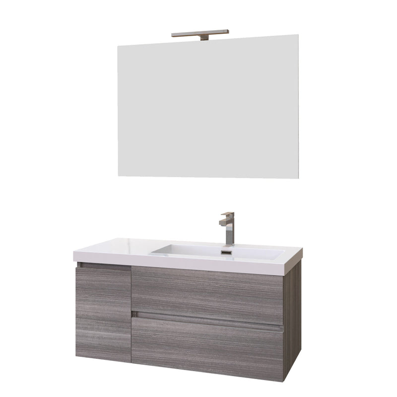 Mobile Bagno Sospeso 100 cm Lavabo e Specchio Bonussi Pegaso Grigio Eucalipto-1