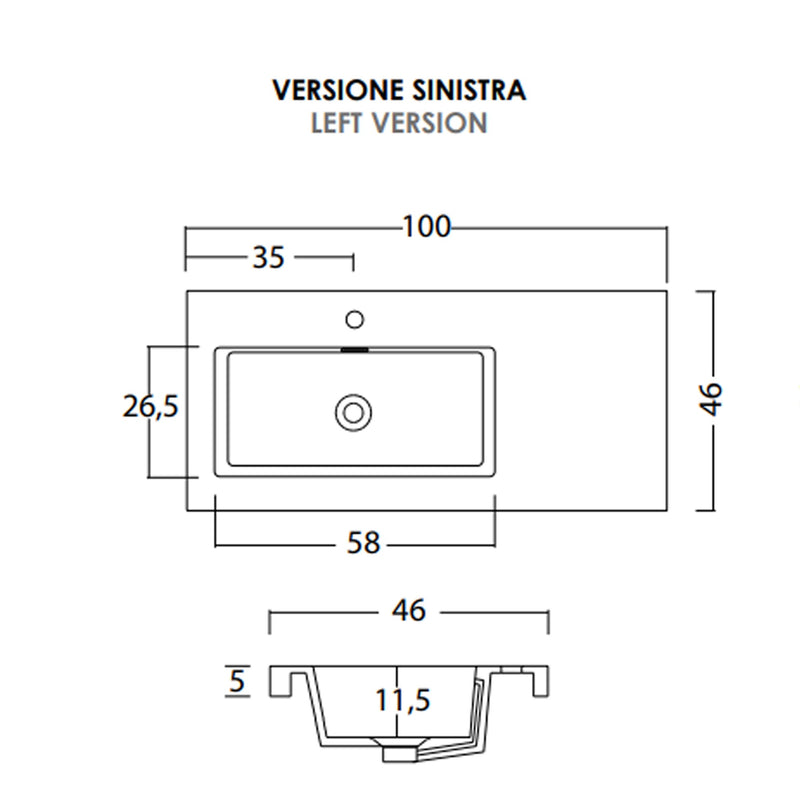 Mobile Bagno Sospeso 100 cm Lavabo e Specchio Bonussi Pegaso Grigio Eucalipto-3