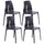 Lot de 4 Chaises Empilables 85x50x51 cm en Polypropylène et Fibre de Verre Lisbon Anthracite