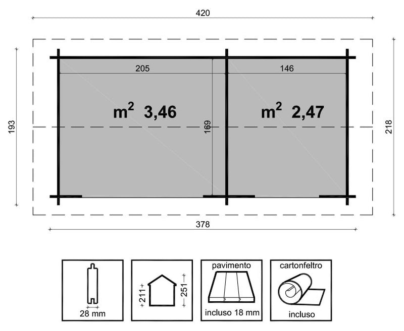 Casette Box da Giardino Porta Utensili 378x193 cm in Legno Natalia-3