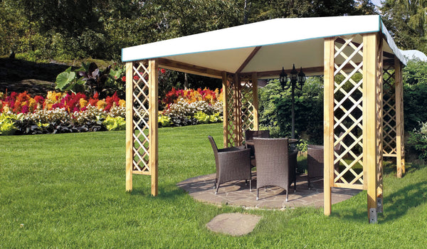 Tonnelle de jardin avec grilles en bois 3x3m sconto