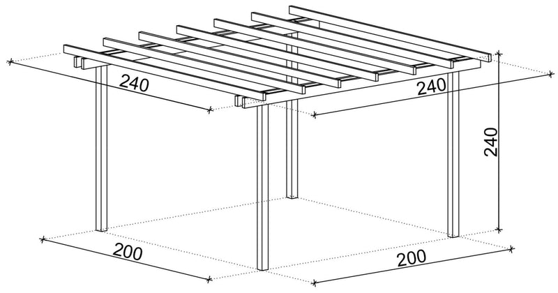 Pergola Autoportante 240x240 cm in Legno-2