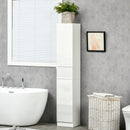 Colonna Bagno 1 Cassetto 2 Armadietti 30x28x170 cm in Legno truciolare e MDF Bianco Lucido-2