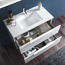 Mobile da Bagno Sospeso con Lavabo Specchio e Lampada a LED TFT Luna Rovere Miele-2