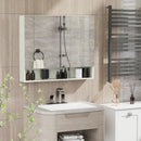 Armadietto a Specchio per Bagno con Ripiani Regolabili, 3 Porte e Credenze, 90x15x75cm-2