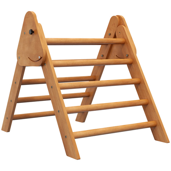 sconto Triangle d'escalade pliable pour enfants 90x64x70 cm en bois de hêtre marron clair