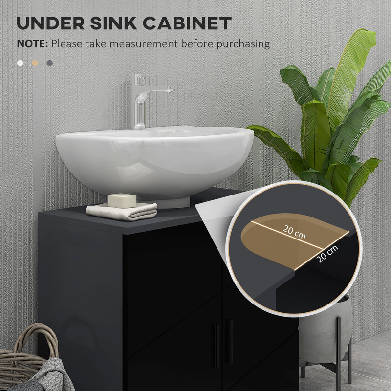 Mobile Sotto Lavabo Bagno per Piedistallo 60x30x60 cm in Legno Truciolare Nero-4