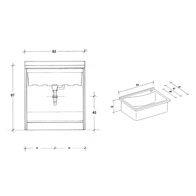 Mobile Lavatoio 83x60x87 cm 2 Ante Asse in Legno Montegrappa Acqua Edilla Bianco-2