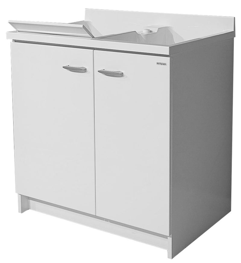 Mobile Lavatoio 80x60x85cm 2 Ante 2 Vasche Asse in Termoplastico Montegrappa Marella Bianco con Cesto-1