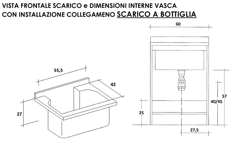 Mobile Lavatoio 60x50x85cm 2 Ante Asse in Legno Montegrappa Edilla Bianco con Cesto-2