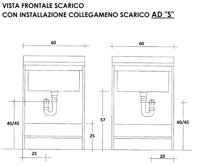 Mobile Lavatoio 60x50x85cm 2 Ante Asse in Legno Montegrappa Edilla Bianco con Cesto-3