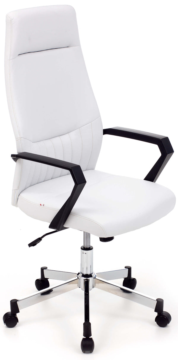 Fauteuil de bureau exécutif en similicuir blanc saké acquista