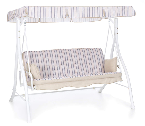 online Fauteuil à bascule de jardin 3 places 198x140x174 cm avec dossier inclinable pour fonction lit Zanzibar Blanc