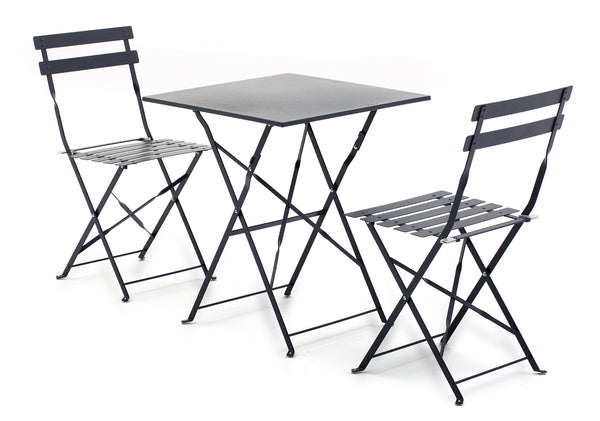 acquista Ensemble Table et 2 Chaises de Jardin Pliantes en Fer Bistrot Anthracite