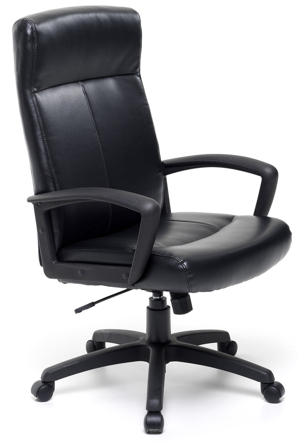 Chaise de bureau présidentielle en simili cuir noir sconto